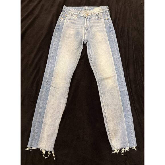 7 For All Mankind-Wmns Roxanne Ankle Jeans-Lt Wash-SideStripe Frayed Hems-size25 - Picture 2 of 16